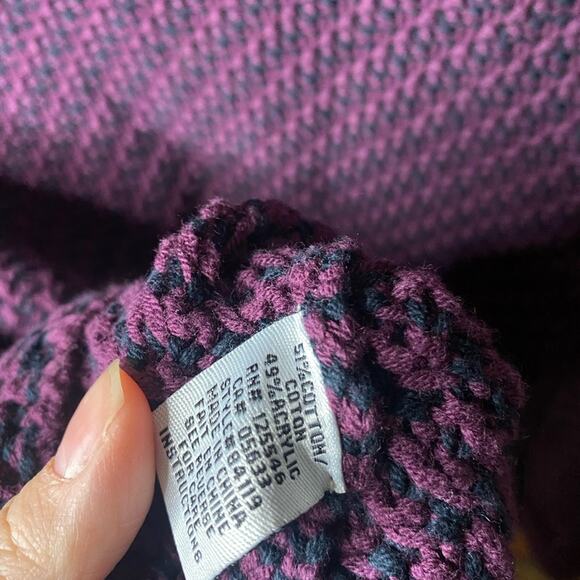 Habitat Clothes To Live In‎ Purple Black Knit Zip Front Cardigan Sweater Size XS - Picture 6 of 6